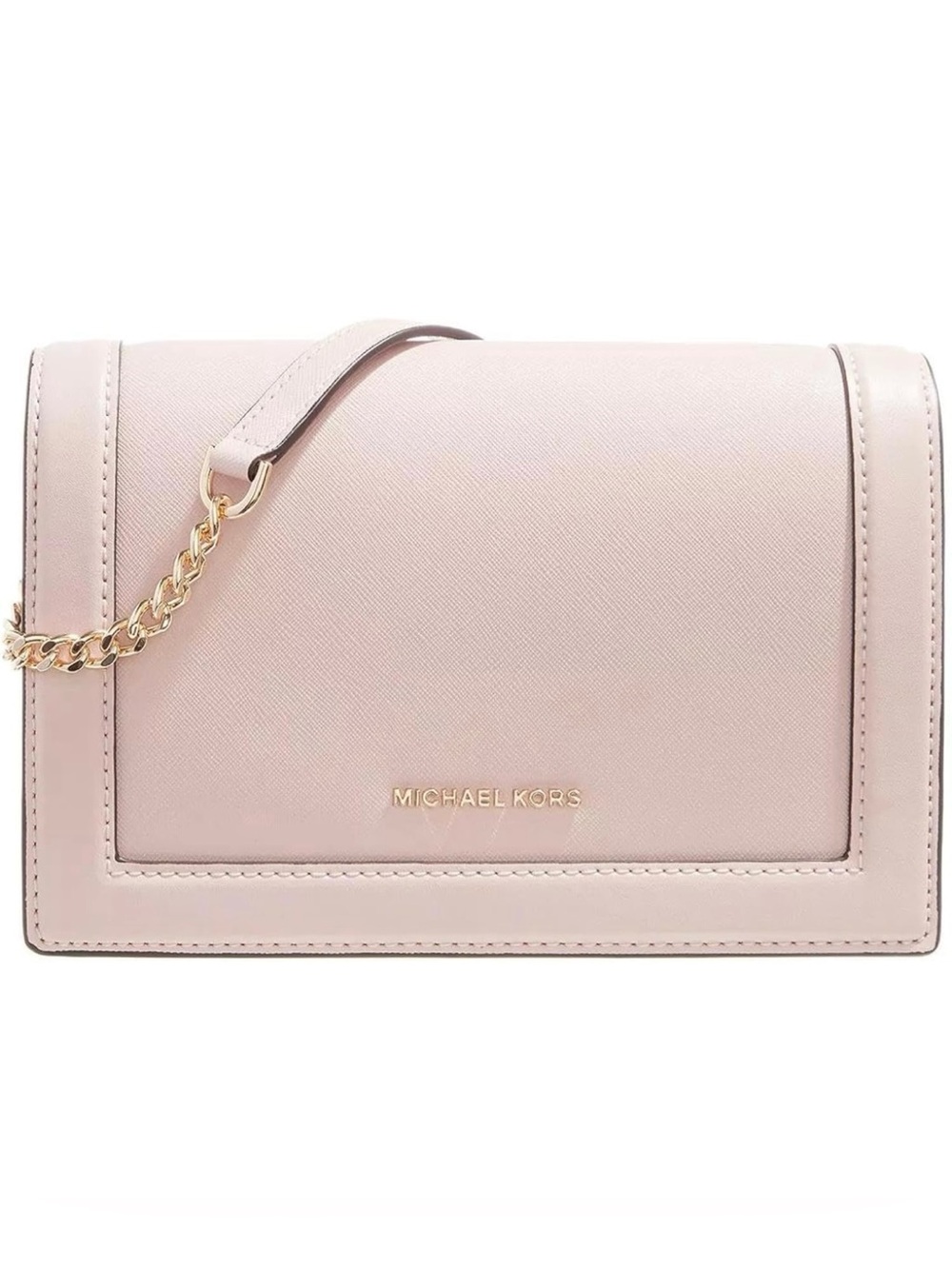 Michael Kors Pale Pink Saffiano Leather Chain Crossbody Shoulder Bag